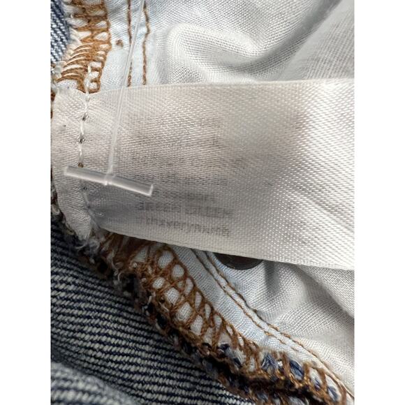 Eileen Fisher Ripped Blue Jeans Organic Cotton Mid-Rise Straight Whiskering Sz 0 - Picture 12 of 13